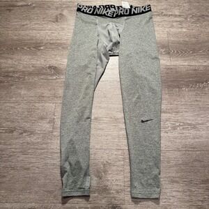 Nike Pro Pants Mens Large Gray Compression Leggings Training Athletic Base Layer